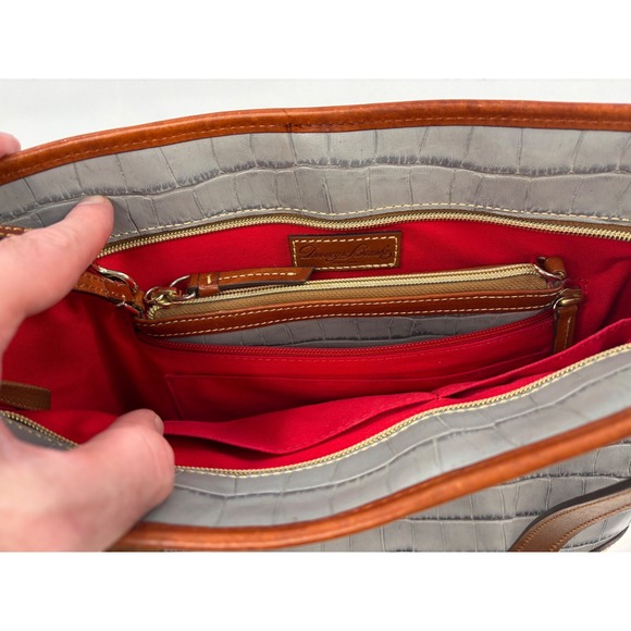 Dooney & Bourke Tote Bag in a Gray Crocodile-Embossed Leather Finish - Picture 16 of 16